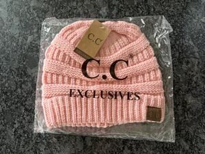 C.C. Exclusives Women's Cable Knit Pink Beanie Winter Hat One Size Stretchy Cute